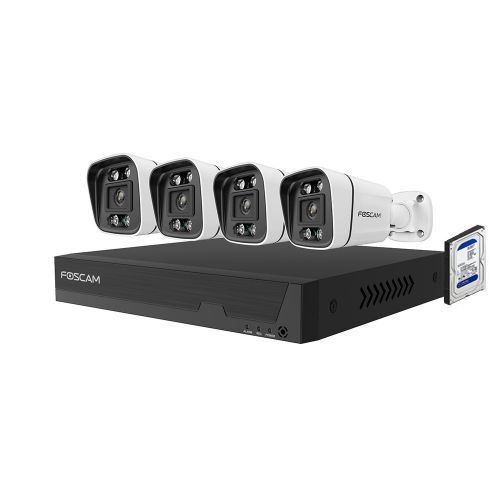 Kit vidéosurveillance numérique PoE 4 caméras V5EP avec disque dur 2T inclus - Foscam