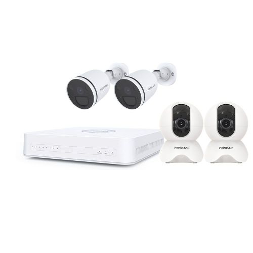 Kit vidéosurveillance numérique Full HD 4 caméras intérieur / extérieur X5 Blanc et S41 - Foscam 